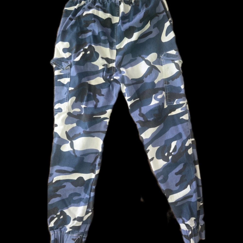 Almost Famous Camo Cargo‎ Pants Womens Medium Blue Urban Tapered Cotton Blend - Picture 7 of 7